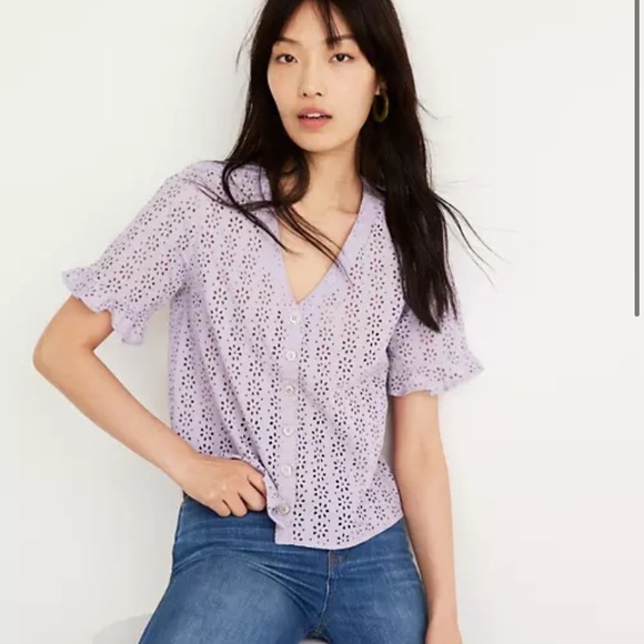 Madewell eyelet village ruffle-sleeve shirt - Picture 2 of 5